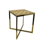 Steel and Wood Metal Inlay Accent Table, Gold (PICK UP ONLY)