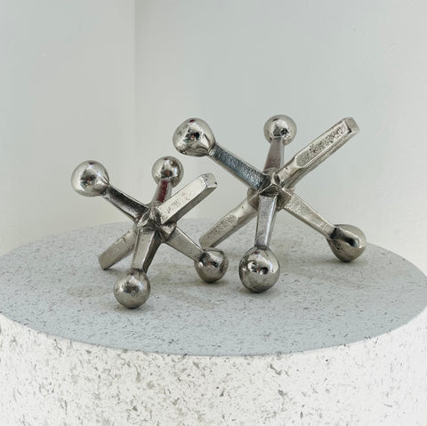 SILVER METAL JACKS SET